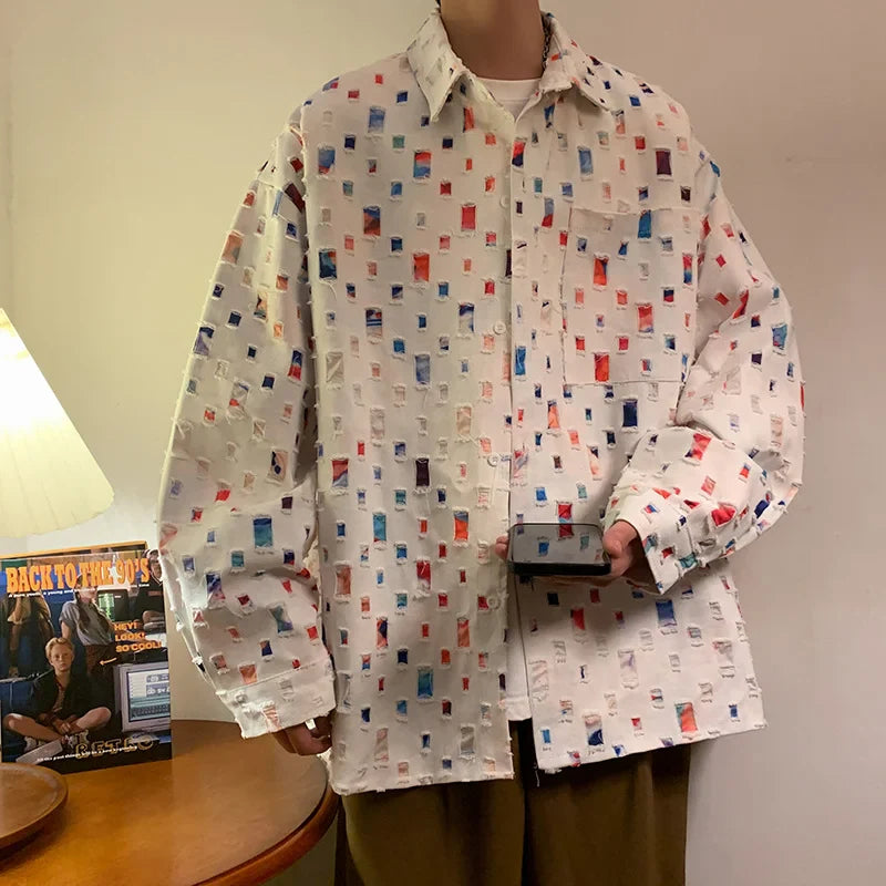 Chemise homme oversize à carreaux, couleur décontractée