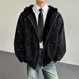 Diamond Patchwork Hooded Faux Fur Sweatshirt