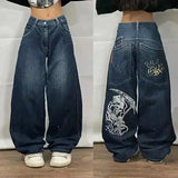 Y2K Embroidered Wide-Leg Jeans
