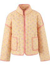 Women Retro Floral Yellow Padded Jacket