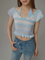 Elegant Butterfly Embroidered Short Sleeve T-Shirt