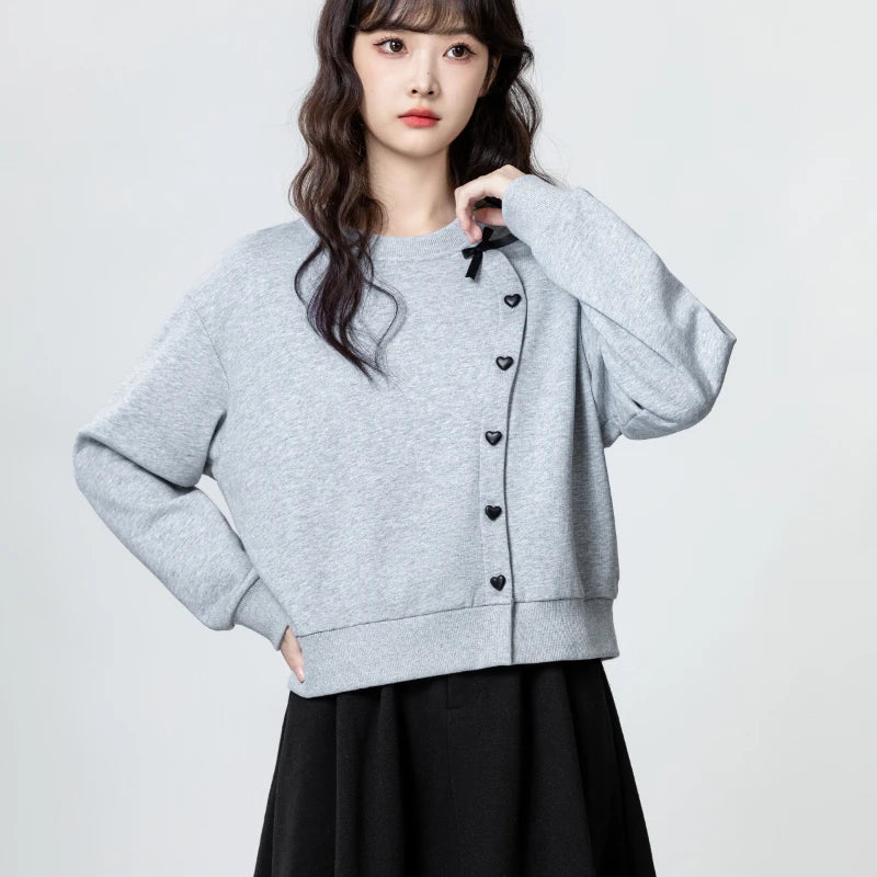 korean Tender Bow Button Up Sweater