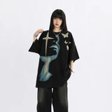 Women Retro American Style Oversized Portrait T-Shirt