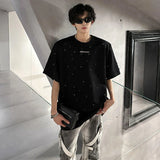 高品質スパンコールパッチワークショルダーTシャツ