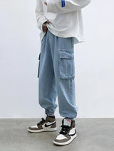 Baggy Streetwear Black Denim Cargo Jeans