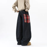 Pantalon en denim noir à jambes larges