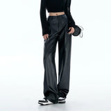 Schwarze Hose aus PU-Leder mit hohem Bund