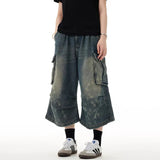 Urban Chill Washed Cargo Denim Jorts