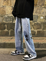 Pantalon en jean oversize à imprimé étoiles