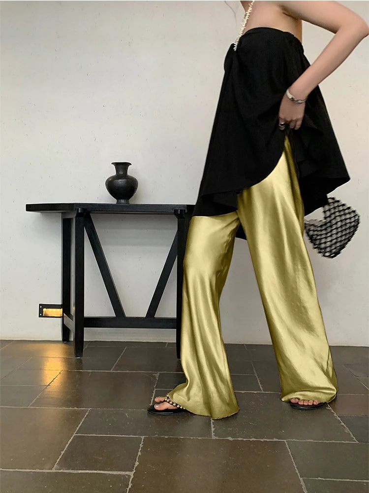 Satin Wide-Leg Pants