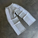 Flexible American Wide Leg Striped Sweatpants