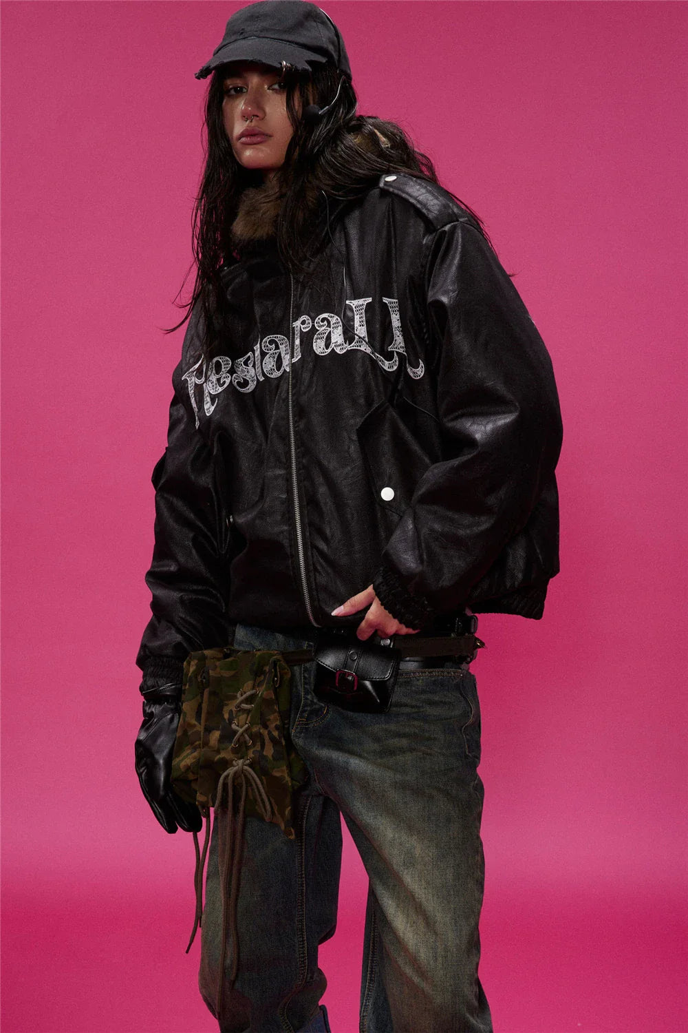 Winter Thick Warm Fur-Collar Parka Leather Jacket