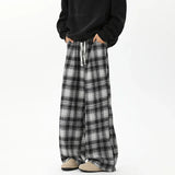 Effortless Checkered Wide Leg Casual Jogger