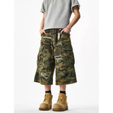 Strapazierfähige Streetwear-Cargojers mit weitem Bein und Camouflage-Muster