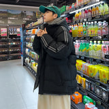 Warm Cotton Striped Sleeve Puffer Jacket