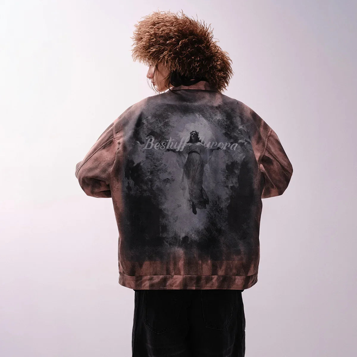 Y2K Unisex Colorful Retro Tie Dye Suede Denim Jacket
