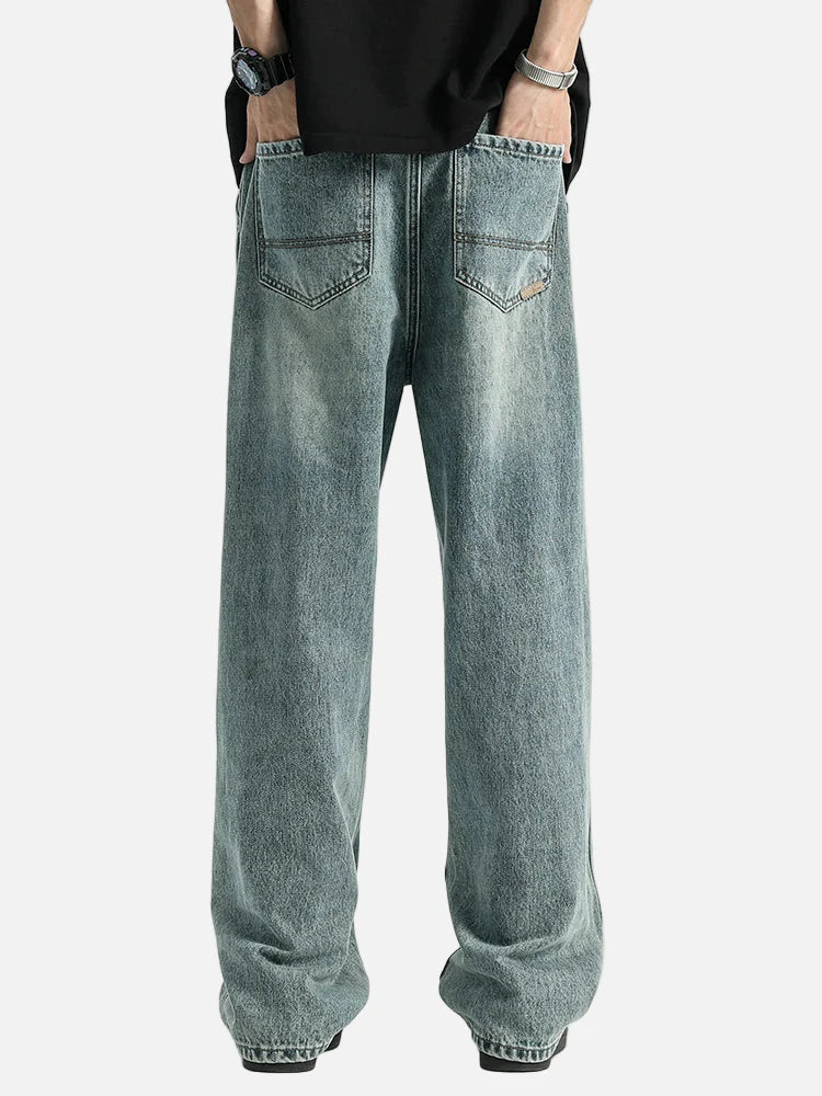 Soft Loose Fit Cotton Denim Straight Leg Jeans