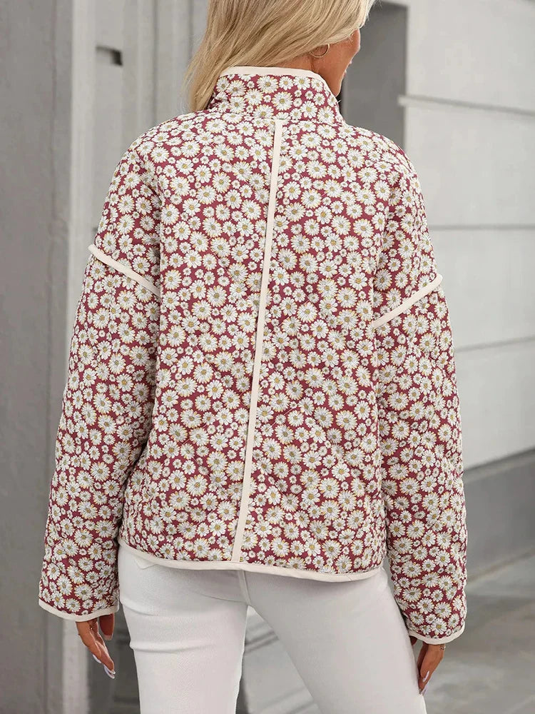 Women Floral Chic Padded Jacket