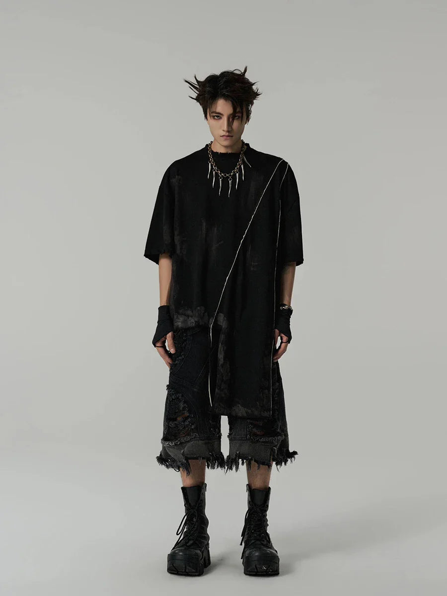 Vintage Patchwork Frayed Denim Jorts