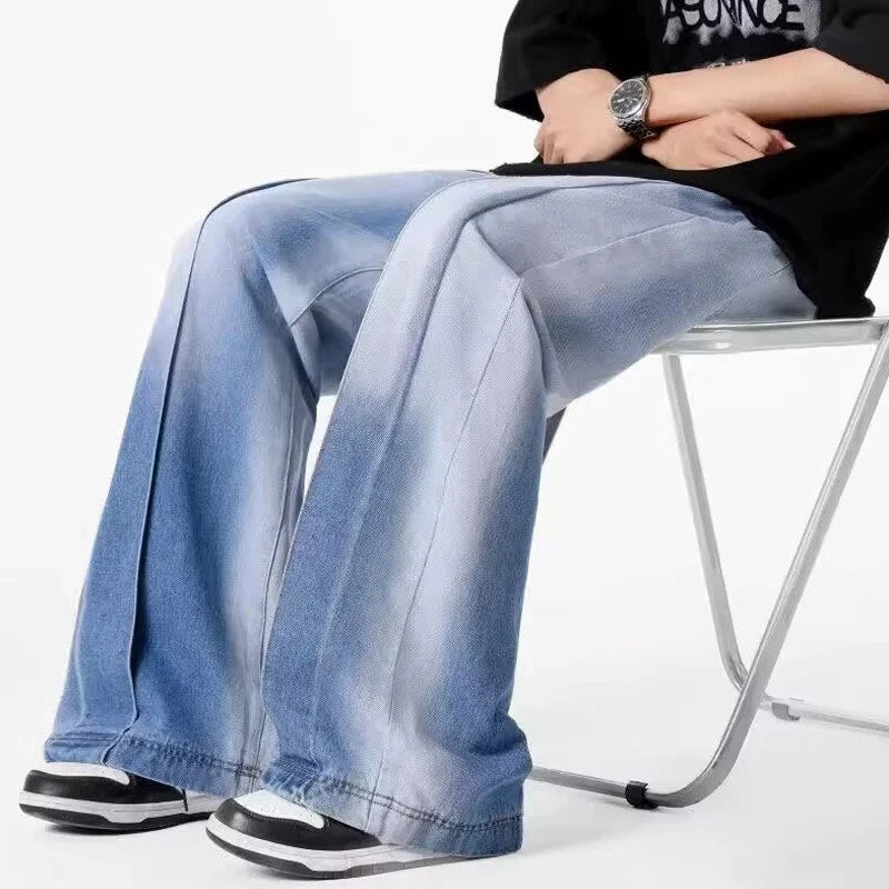 그라데이션 패치워크 워싱 블루진