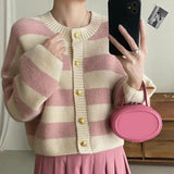 Striped Button-Up Long Sleeve Sweater