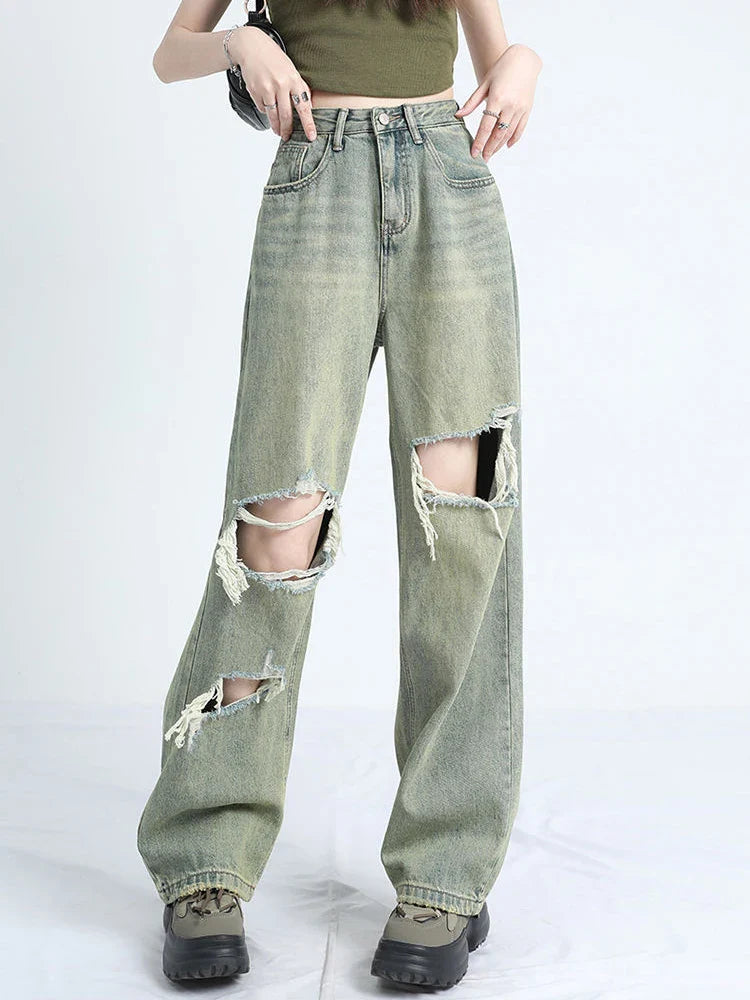 Y2K Streetwear Vintage American Style High Waist Jeans