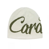 Black Wool Jacquard Letter Beanie Hat