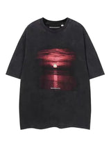 Vintage Sunset Graphic Print Distressed T-Shirt