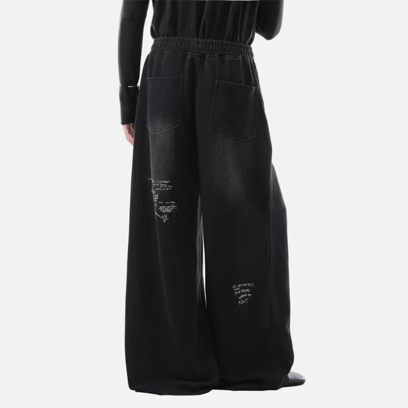 Vintage Washed Faded Design Letter Print Sweatpants