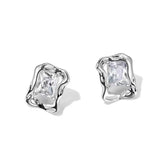 Vintage Geometric Irregular Rectangular Zircon Earring