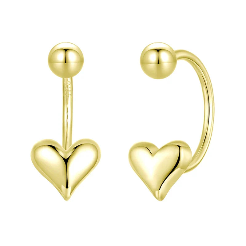 Elegante asymmetrische Herzohrringe aus Sterlingsilber