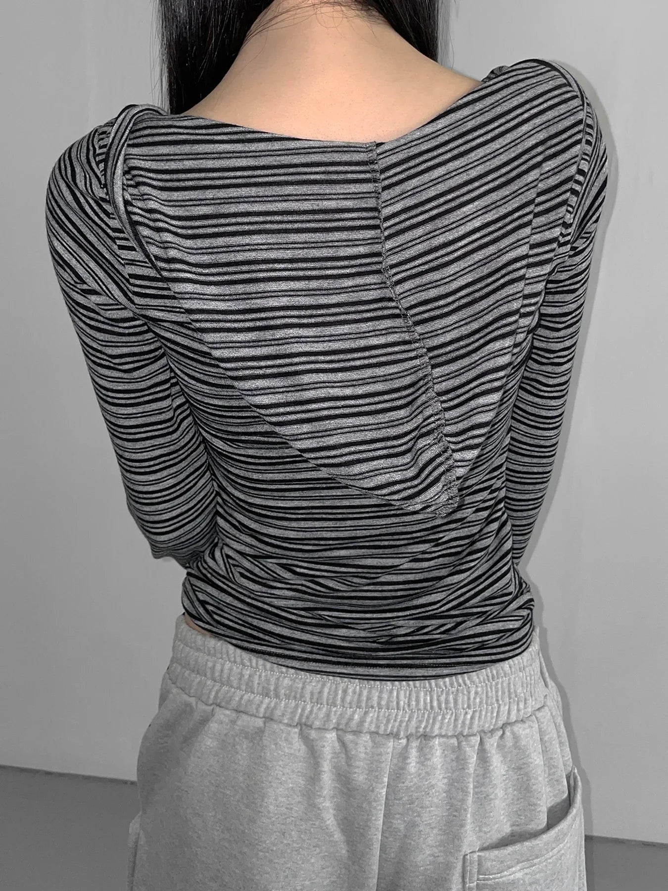 Slim Fit Striped Long Sleeve Hoodie