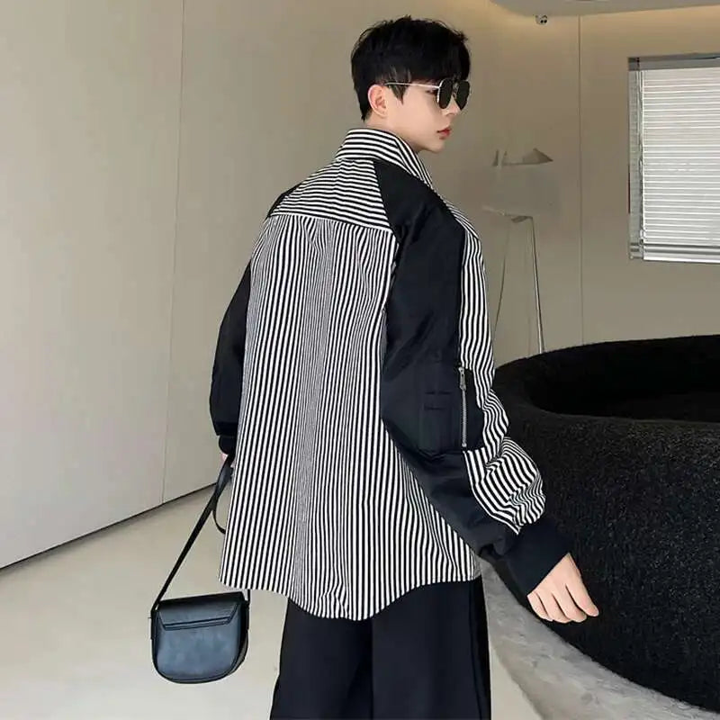 Stilvolles Herren-Langarmhemd mit Farbblock-Design