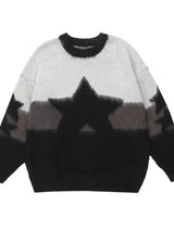 Japanese Oversized Vintage Star Embroidered Sweater