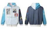 Vintage Grunge Graphic Printed Zip-Up Sweatshirt