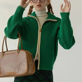 Y2K Women Cozy Knitted Zipper Cardigan