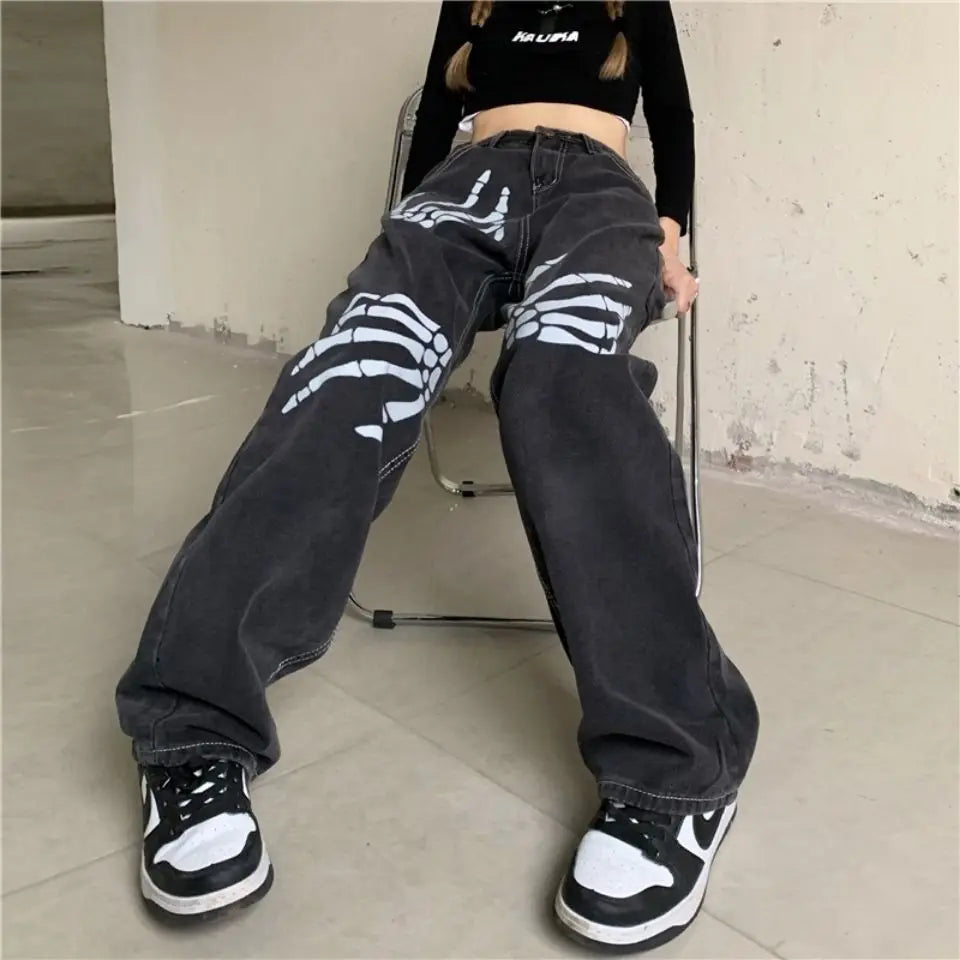 Schwarze Streetwear-Jeans mit lockerem, weitem Bein