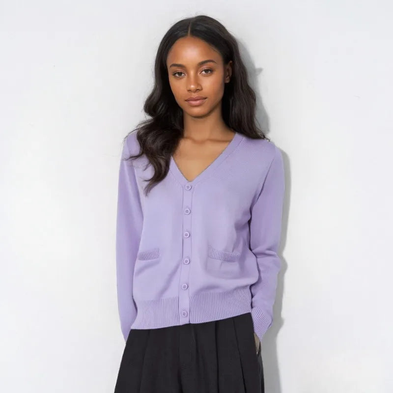 Elegante, einfarbige Strickjacke für Damen
