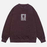 Versatile Loose Fit Round Neck Print Sweatshirt