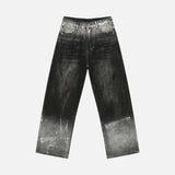Vintage Washed Black Gray Gradient Jeans
