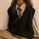 Ärmelloser Cardigan „Dark Academia“ mit tiefem V-Ausschnitt