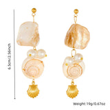 Irregular Stone Conch Pearl Earrings