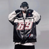 Streetwear Vintage PU Leather Race Jacket