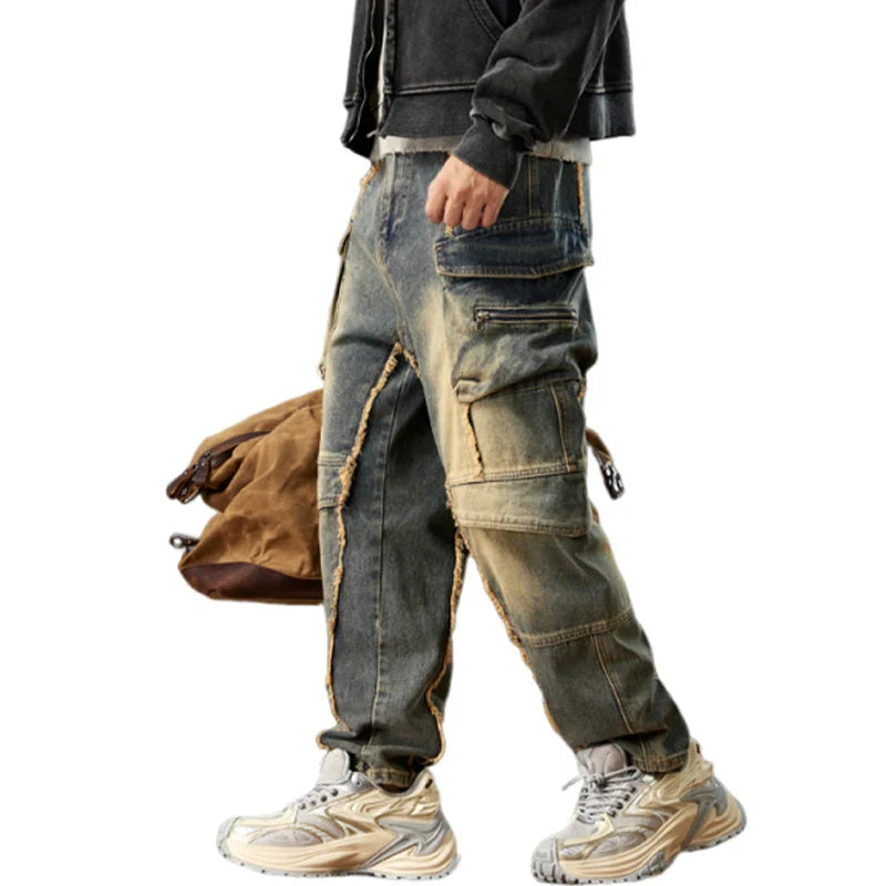 Trendige, locker sitzende Cargo-Jeans im Used-Look
