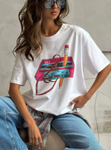 T-shirt vintage hip-hop en coton imprimé
