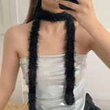 Fuzzy Long Strip Solid Color Scarves