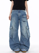 Isolierte Cargo-Jeans im japanischen Y2K-Grunge-Stil