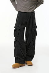 Streetwear Wrinkle Design Cargo Wide Leg Pants