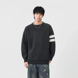 Striped Knit Crewneck Raglan Sleeve Sweater