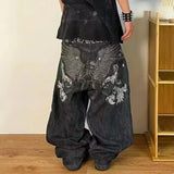 Y2K Embroidered Wide-Leg Jeans